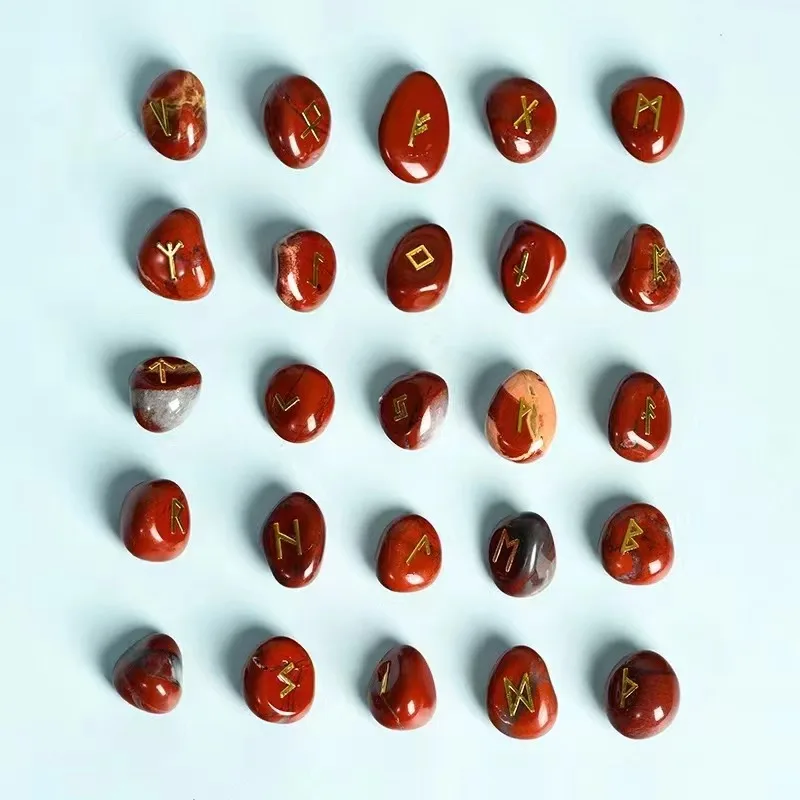 Wholesale metal stickers Germanic Runes Runes Natural crystal oval tablet runes