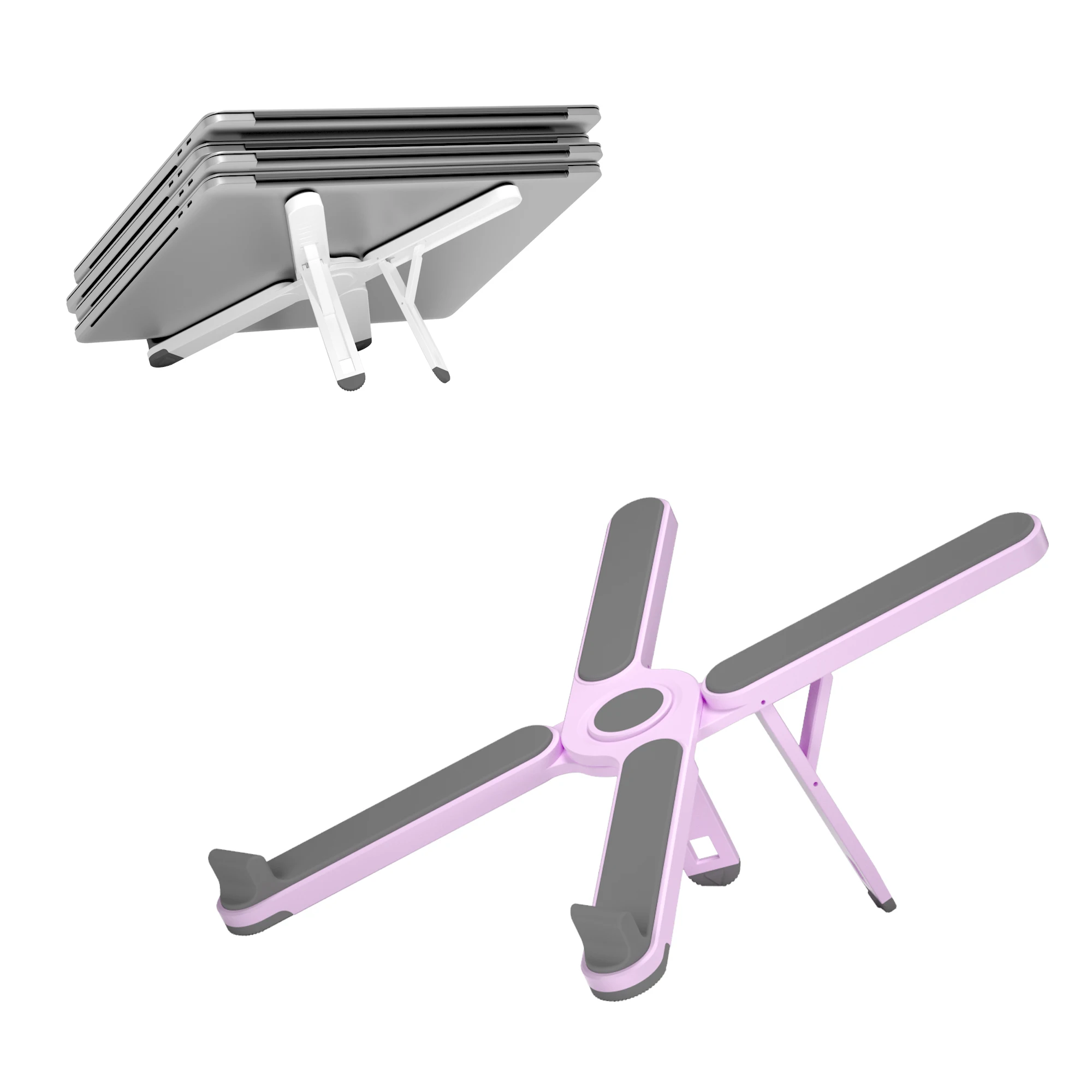 Factory custom color black pink 7 gear adjustable height ABS material plastic laptop mount for office