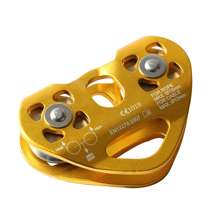 Wholesale 30KN Dual Pulley Rescue Cable Pulley Climbing Equipment Wheel Trolley Outdoor Rock Climbing Pulley
