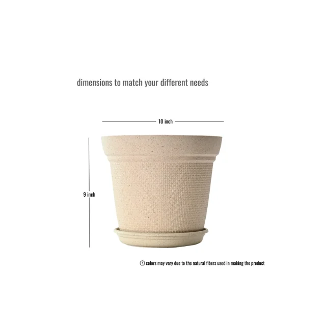 Superior Quality Suitable for a Variety of Plants CO2 Aura 10 Inch Bamboo Based Pots and Planters UV Stabilized Long Life