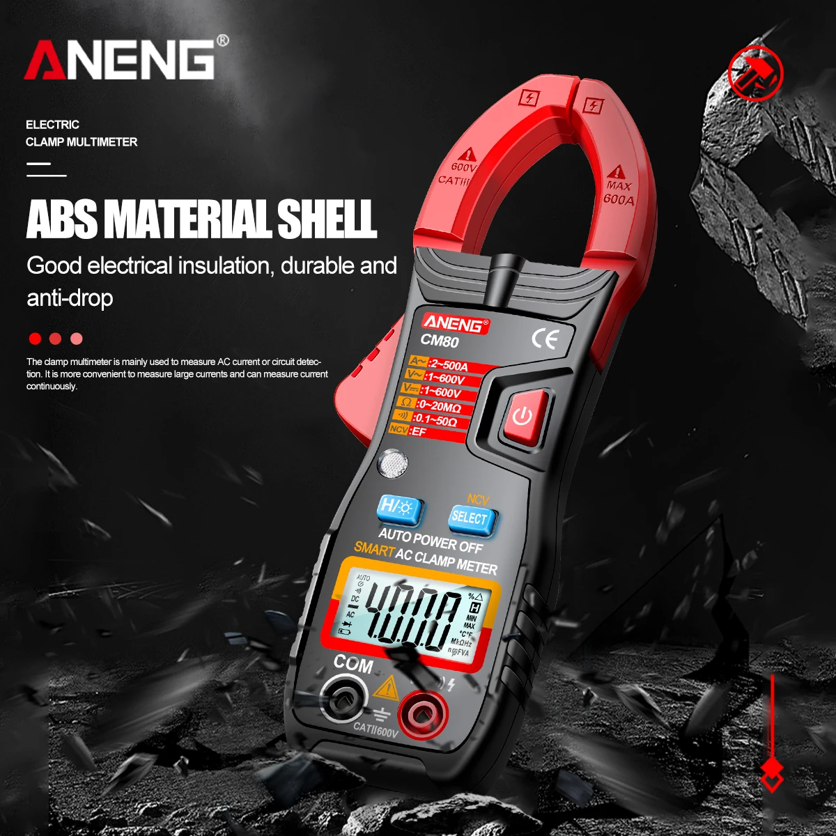 ANENG CM80 Digital clamp meter Ammeter Voltage Car Amp Hz Capacitance NCV Ohm Test multimeter digital profesional tester