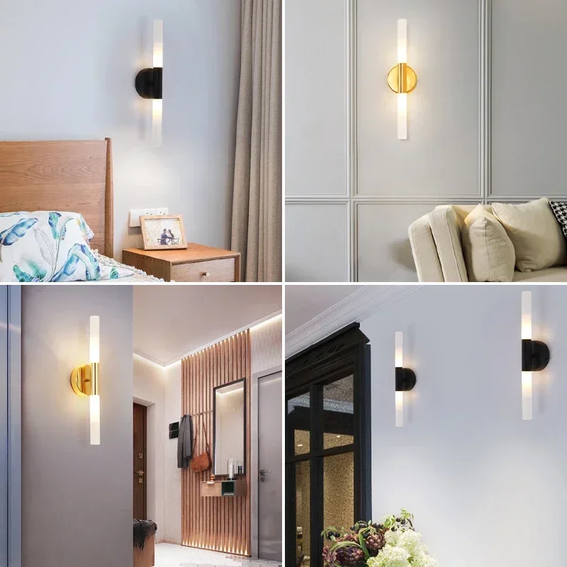 Modern metal tube pipe up down LED lamps Bedroom foyer washroom living room toilet bathroom wall light lamp