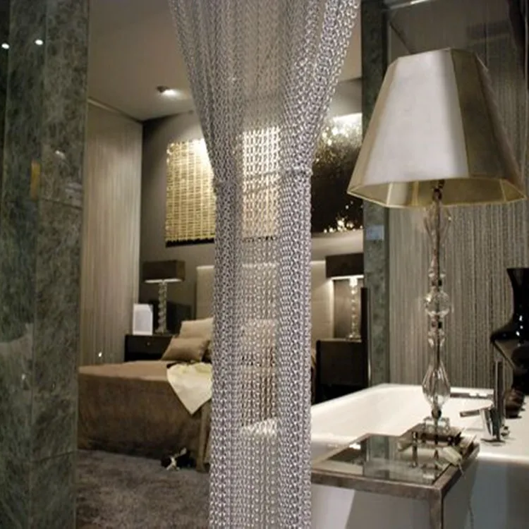 Decorative metal chain curtain for room dividers