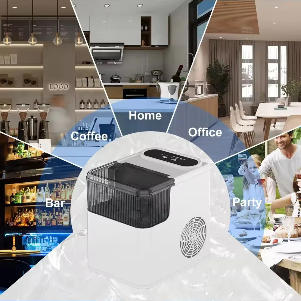 Ice Maker Countertop Self-Cleaning Ice Machine with Ice Scoop and Basket