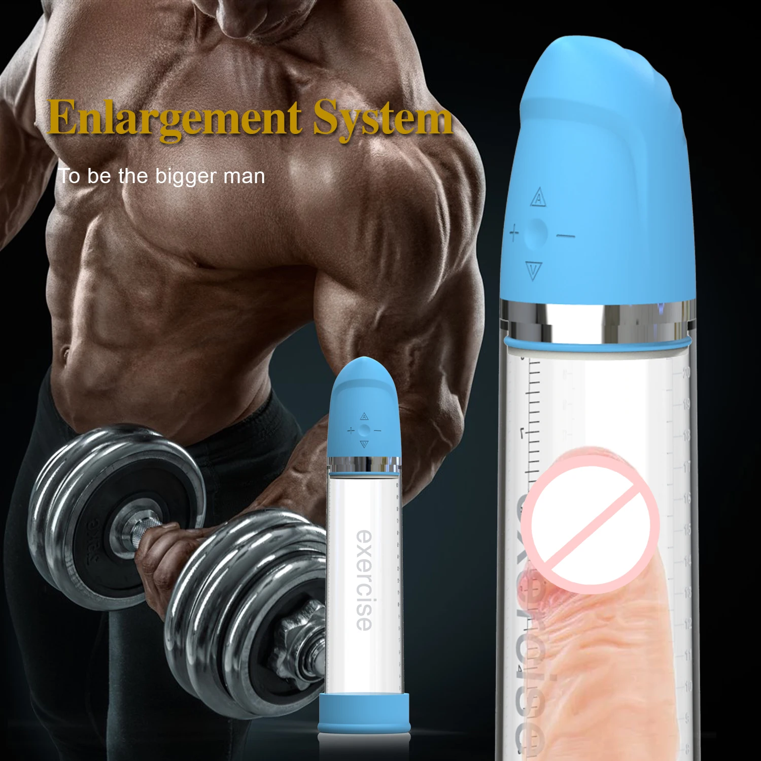 Ylove Adult Wellness Toys Penis Pump and Condom Set Silicone and ABS for Male Penis Enlargement Exercise
