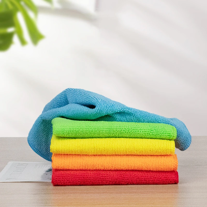 Hot Selling Super Absorbent Microfiber Towel Rags Pink Blue Yellow Green Red Lint Free Microfiber Cleaning Cloth