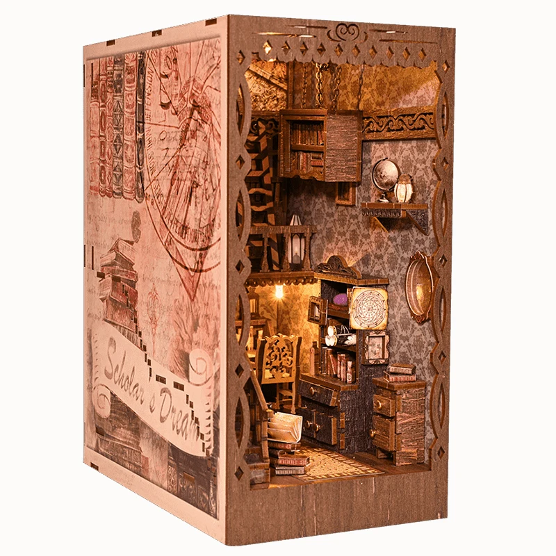 IIECREATE книжный уголок SL-09 мечты ученого DIY Миниатюрный Кукольный домик набор
