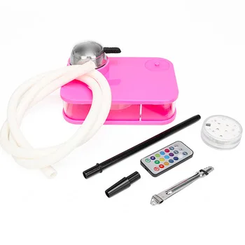 Wholesale Custom Colored smoke Nargile plastic Hookah box chicha Sheesha portable led shisha set square Hookah for sale