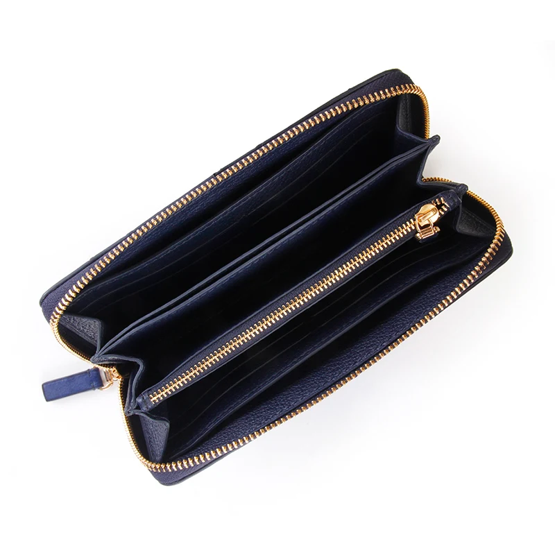 OEM Dompet Custom Luxury Design High End Quality Women Genuine Ostrich Skin  Leather Long Zip Zipper Clutch Wallet  Purse