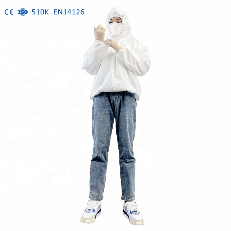 Factory Price ASTM 1671 tyvek washable coveralls EN14126 disposable safety suit coverall Medical Waterproof for Hospitals