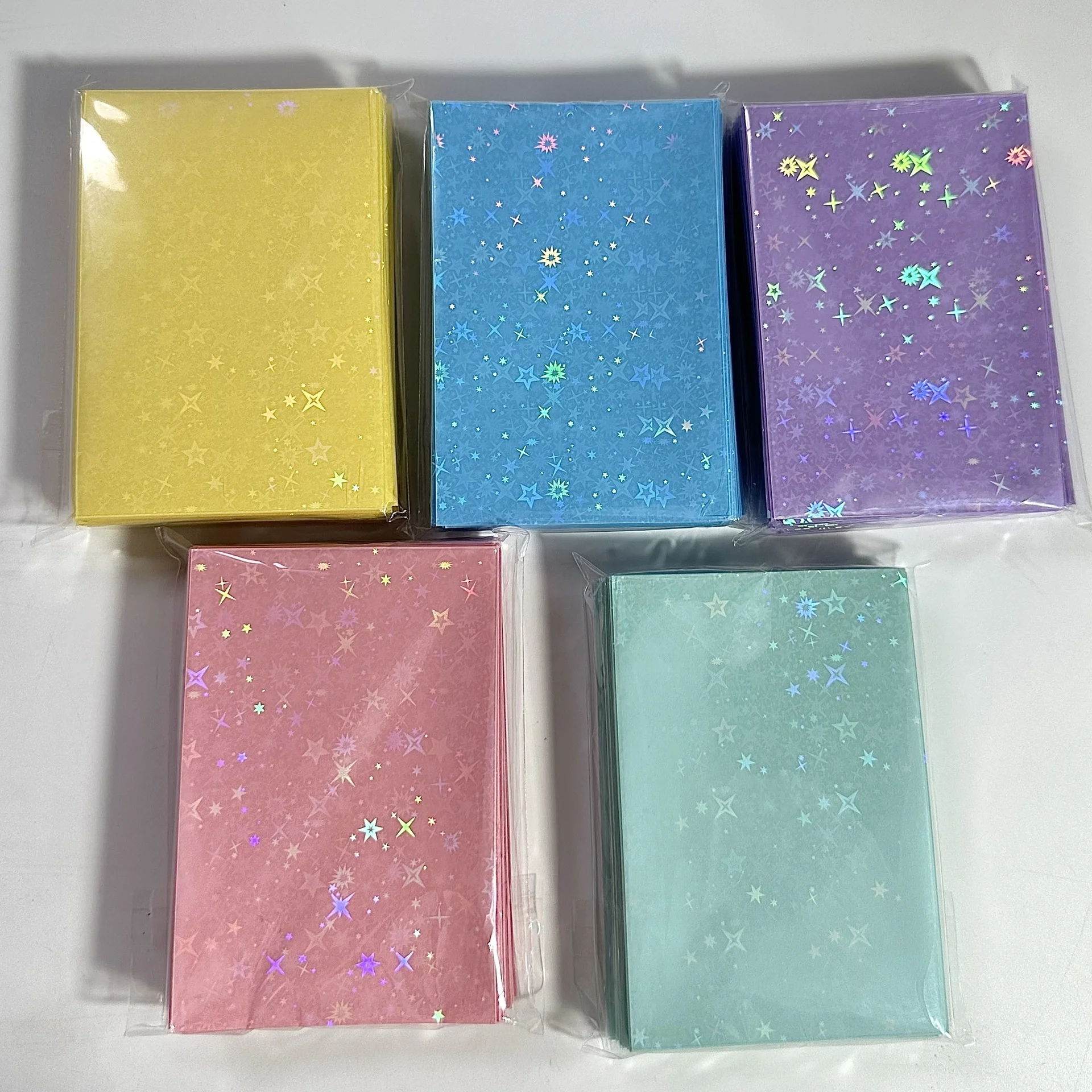 61*91mm Korea Stars Clear Holographic Cherry Blossom Sleeves Comic Heart Hologram Photo Card Sleeves Penny Sleeve