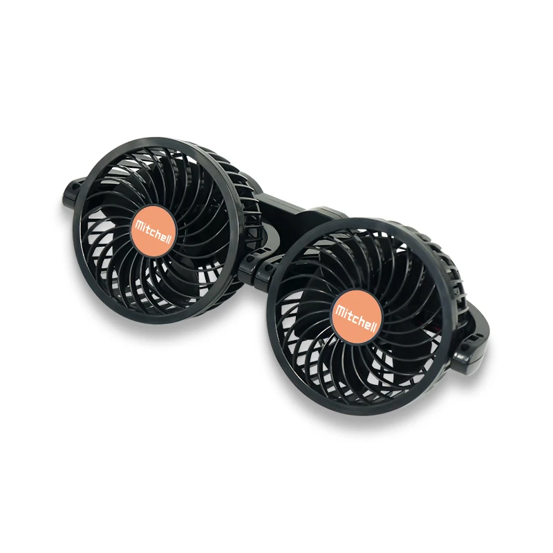 Low Noise Dashboard Fan Dual Head Multi Modes Rotatable Adjustable Car Cooling Fan 12v Auto Car Fan