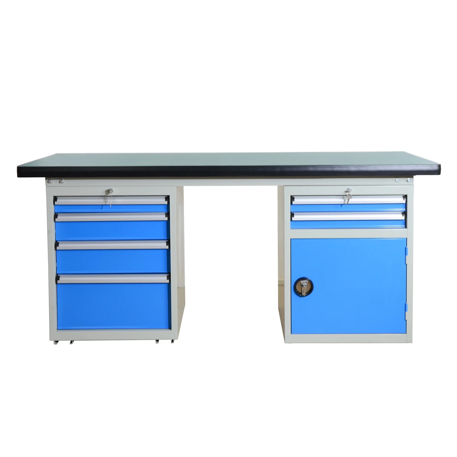 
rubber top mobile workbench 7-drawer cabinet tool cart garage storage tool trolley 