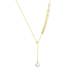 24K gold plated fashion charm female phoenix tail pearl Tassel Necklace stainless steel ear of wheat shape hybrid Necklace
