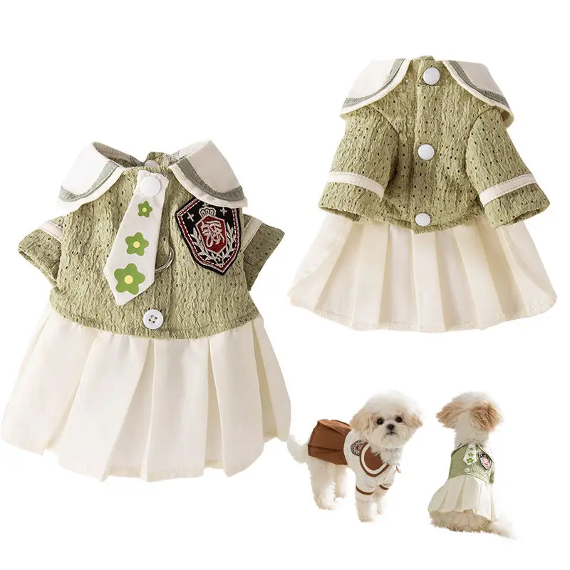 Fast Shipping Wholesale Manufacturer Cotton XS-XXL Summer Pet Dress Back to School Type Luxury Dog Dress Clothes for Small Breed