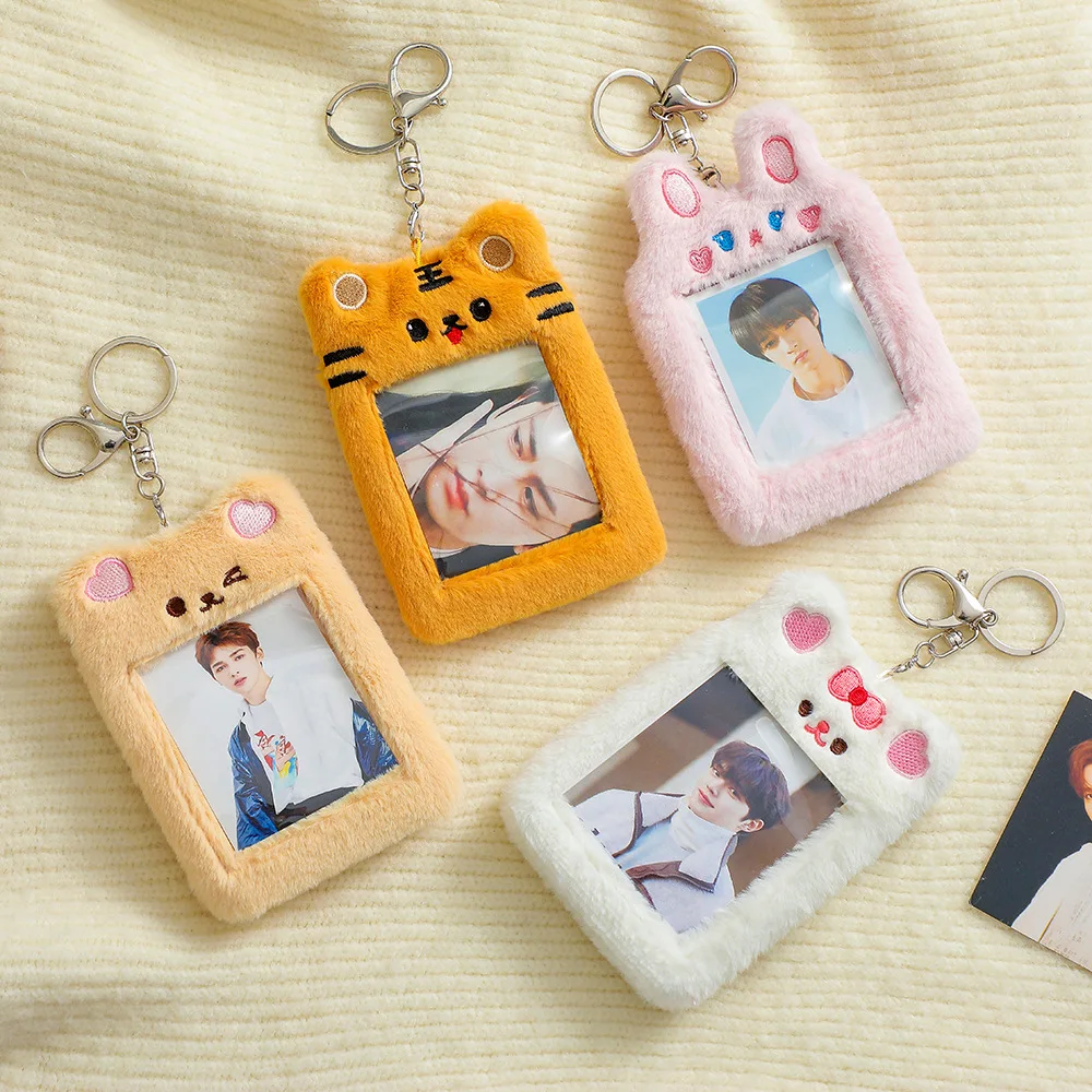Factory Custom Fashion Custom plush idol collect photos case cute animal fluffy soft photocard kpop Plush card Holder