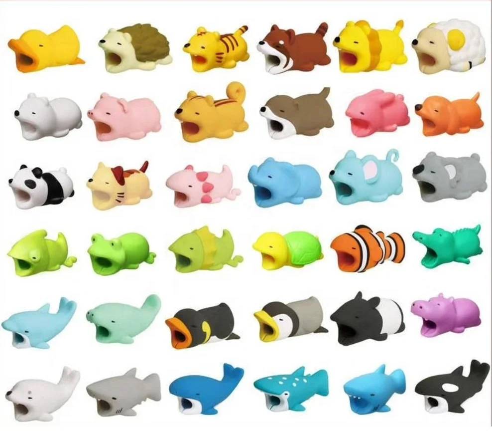 2022 Free Sample Mobile Phones Accessory Cute Anime Animal Usb Charging Protection Cover Cartoon Cable Bite