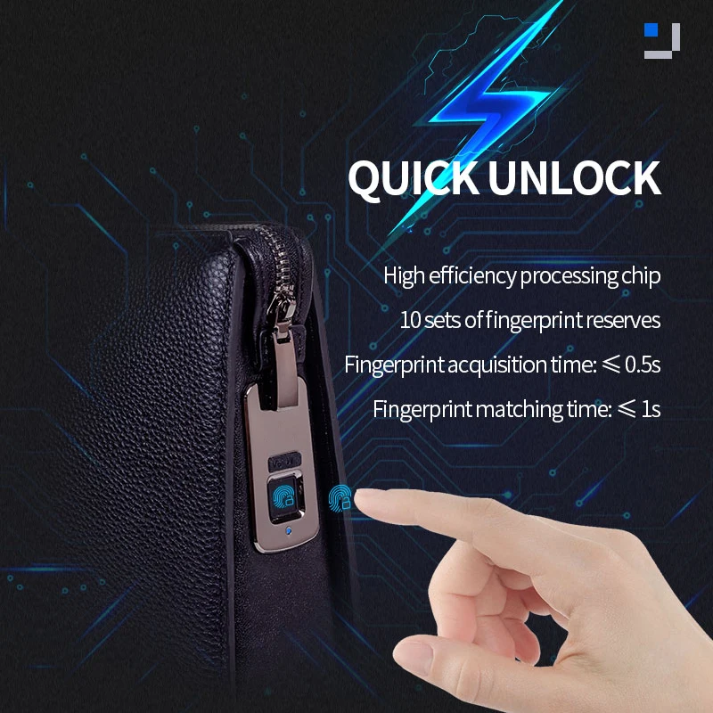 2024 New design Waterproof Anti Theft Fingerprint Lock custom office laptop bag lightweight documents genuine leather briefcase