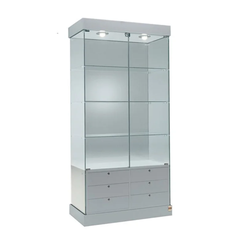 Retail Store Glass Shelf Cosmetic Showcase Display Cabinet Glass Display Showcase