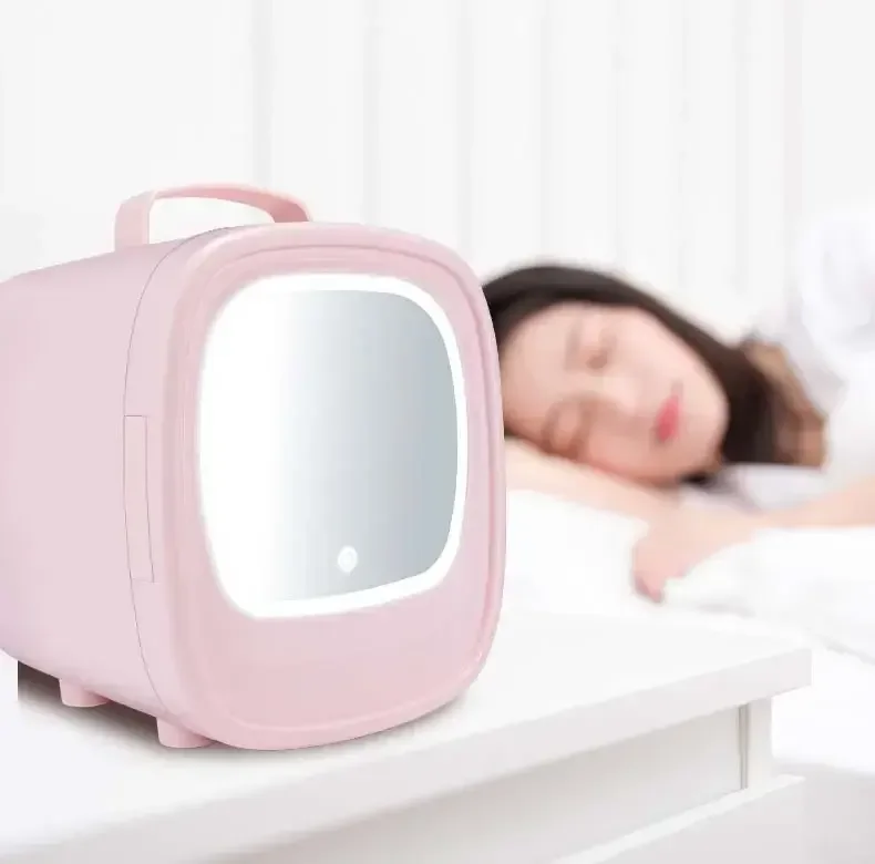 Mini Refrigerators Small Fridge Portable Car Home Use Mirror Surface Refrigerator With LED Light