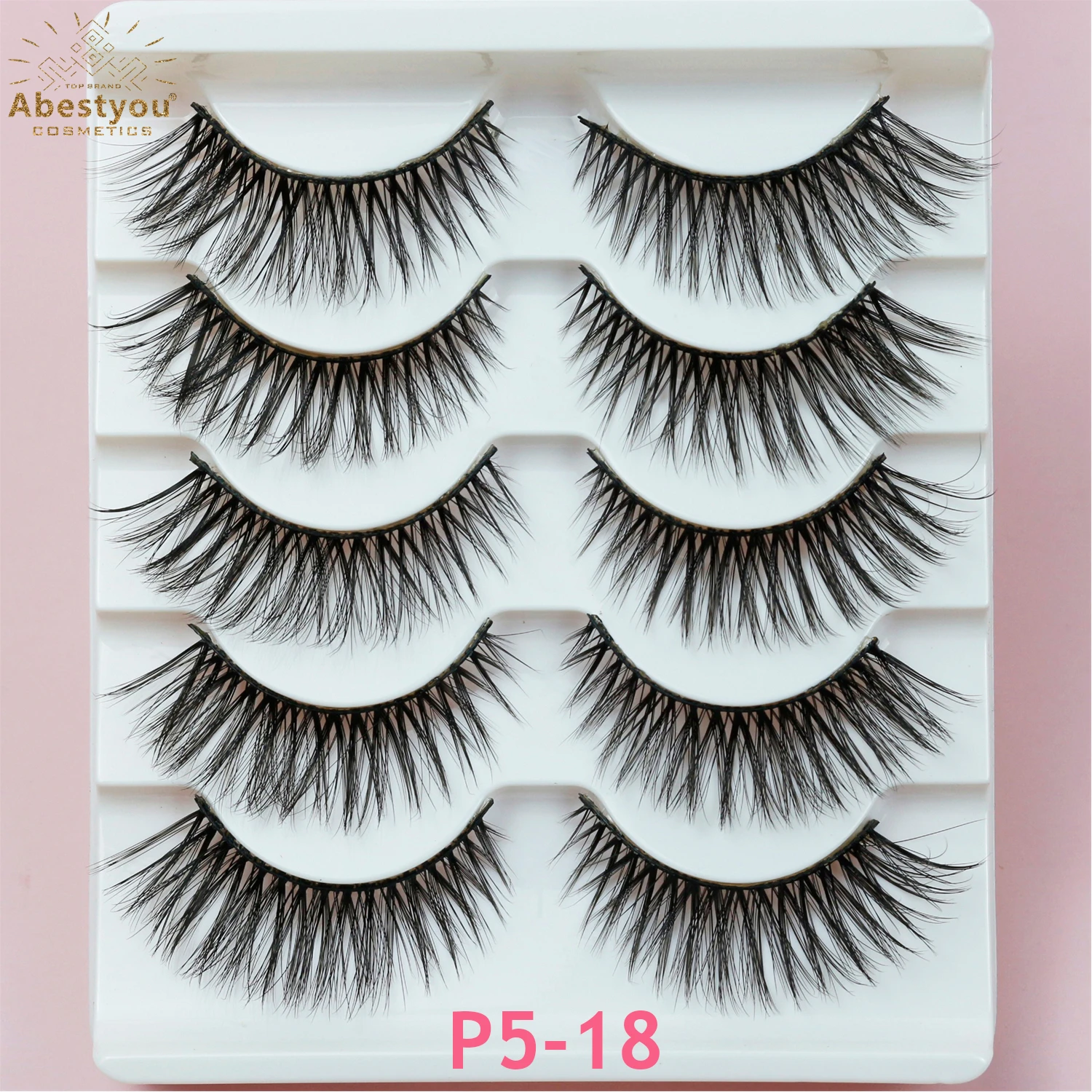 Abestyou 5Pairs Lashes Natural Transparent Terrier Long Sparse Cross False Eyelashes Fake Eye Lashes Extensions Eyelash Makeup