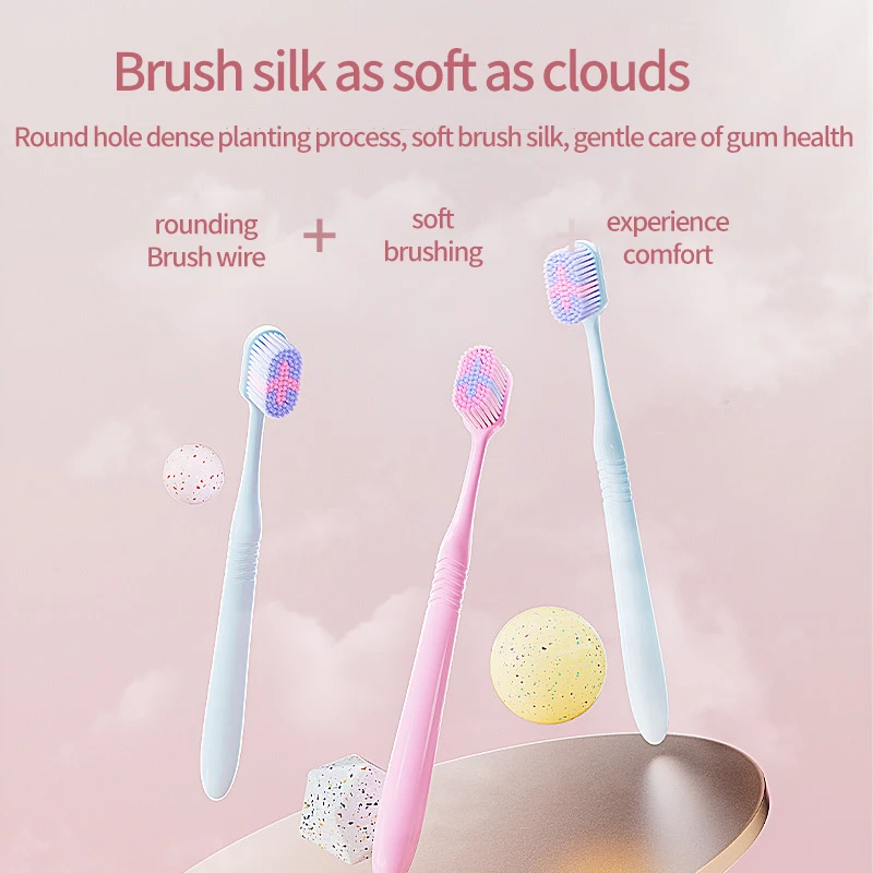 100 hole wide head toothbrush, high-density, 100 hole ultra fine soft bristles, 2 pieces