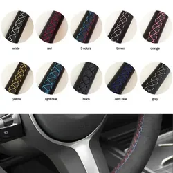 Black Suede Leather DIY Car Steering Wheel Cover Car Accessories For BMW M Sport E46 330i 330Ci E39 540i 525i 530i M3 E46