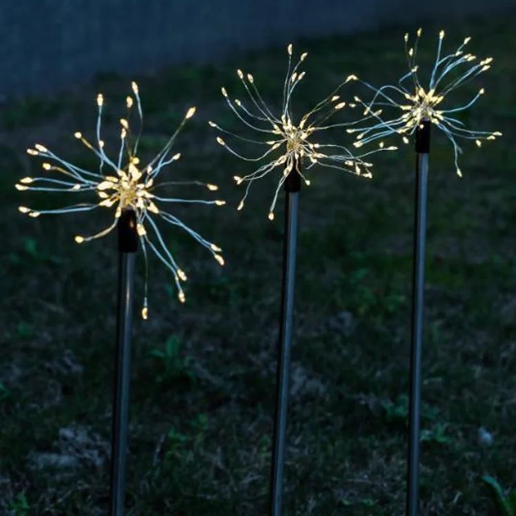H45cm Firework Starburst Dandelion Portable Stake Light Motion Sensor Outdoor Street Garden Decorative Led Solar Light