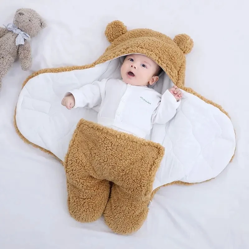 Newborn Baby sleep sack Soft Infant bear shaped plush Sleeping Bag Stroller Wrap Baby Products