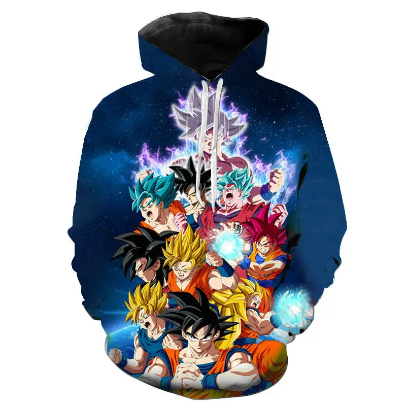 As your choice New Anime Hoodies Men Women Goku Sweatshirts Casual Boy Girl Custom 3D Print Pullover Coat Tops Streetwear