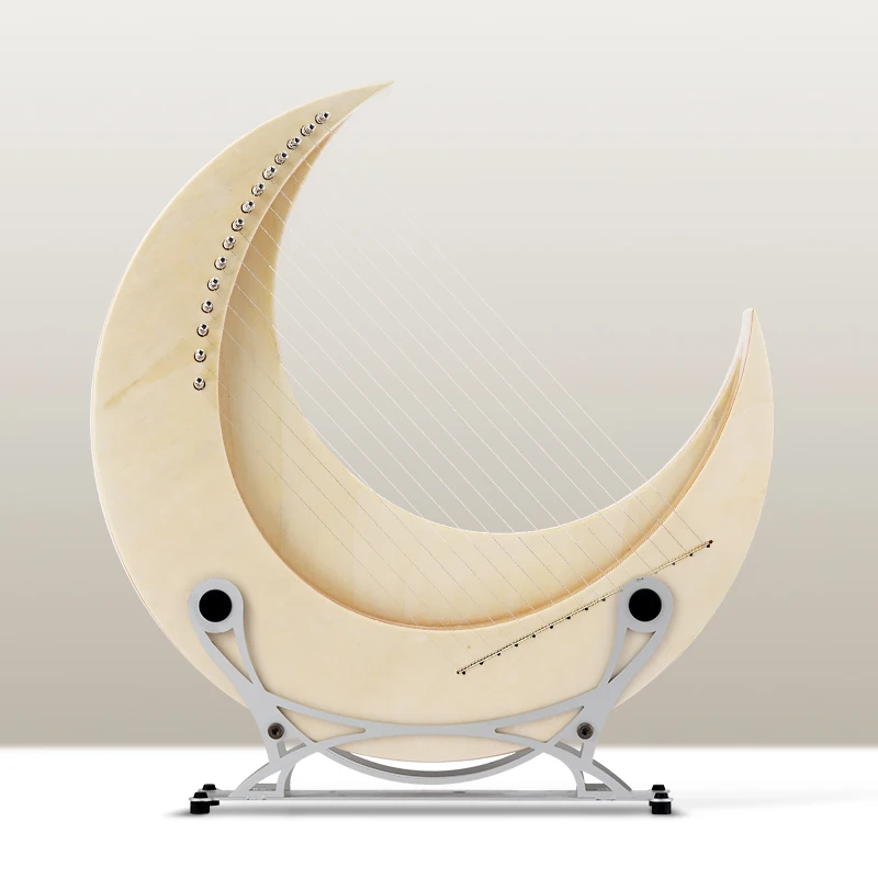 HLURU Moon Lyre Harp 15 strings Wood Lyre Instrument