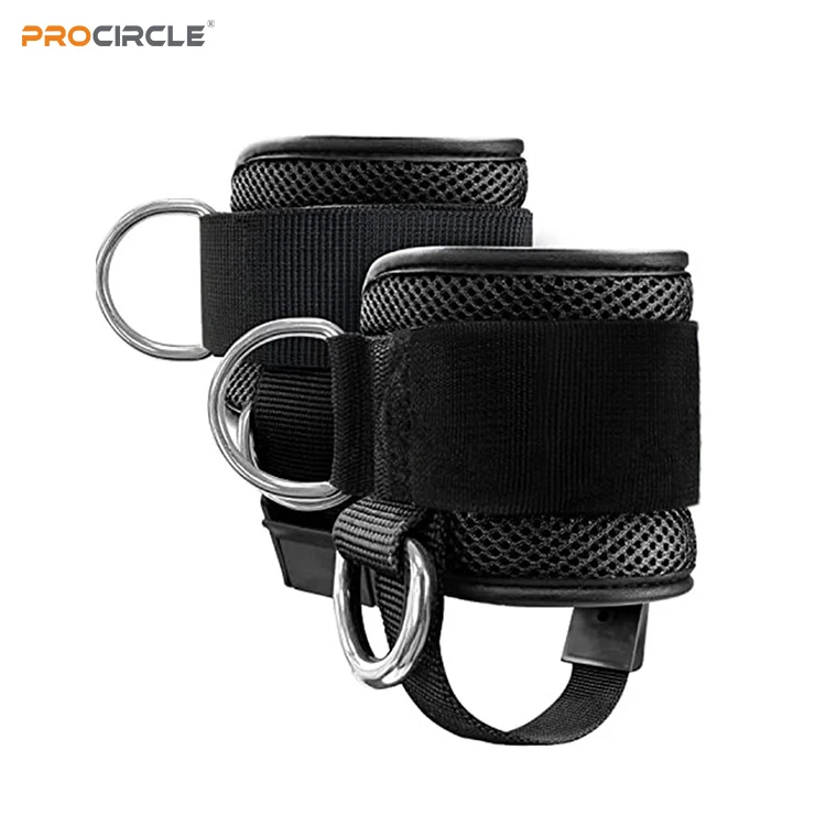 WA-F2031 Sandwich Material Ankle Strap for Cable Machine and Resistance Band for Glute Workouts and Leg Extensions with Strap