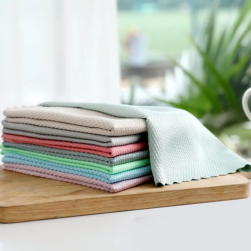 
Kitchen Anti-Grease Wiping Rags Efficient Fish Scale Cloth Cleaning Cloth Home Glass Washing Dish Cleaning Towel 