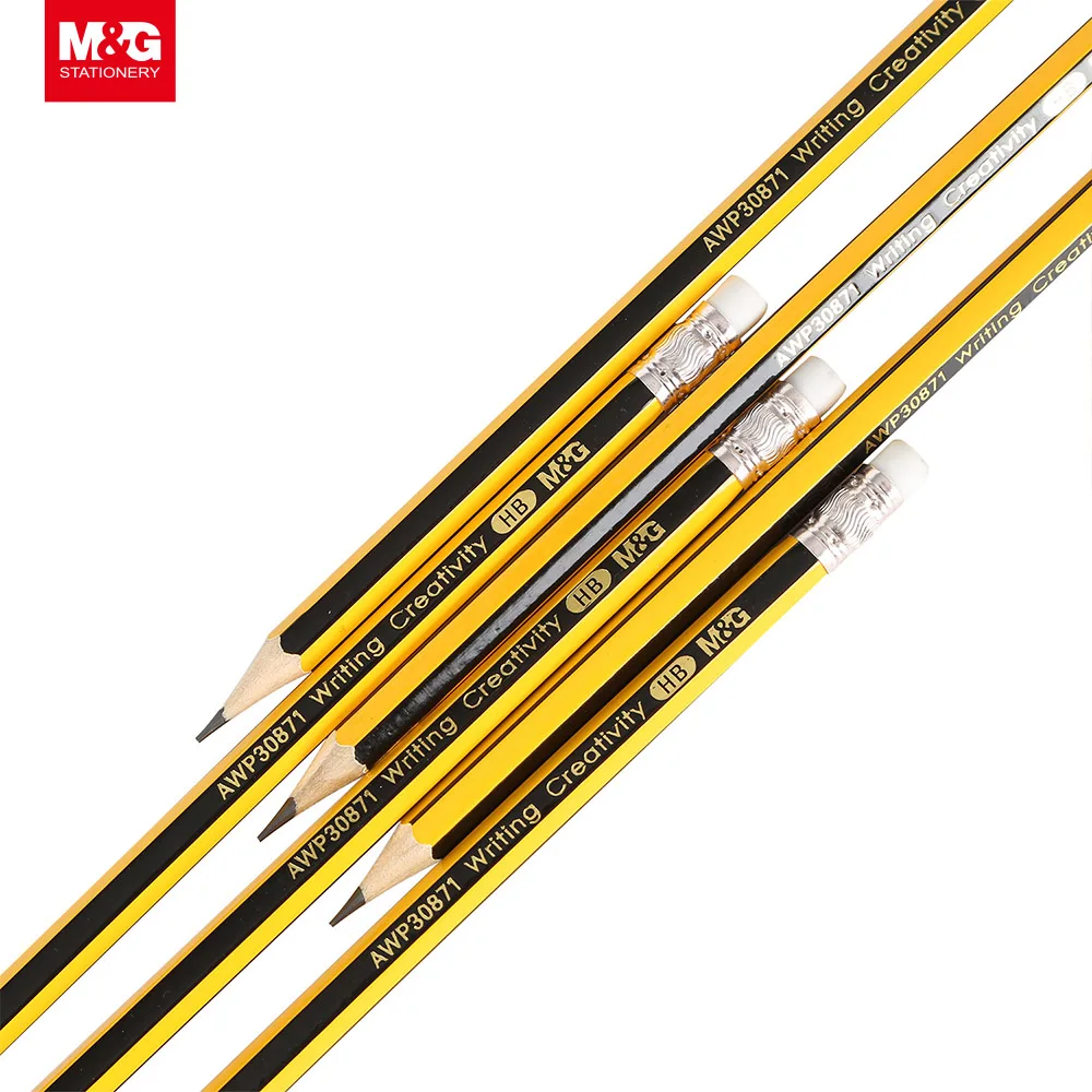 M&G Professional  Standard Wooden Hb Pencil With Eraser Economical School Stationery Supplies