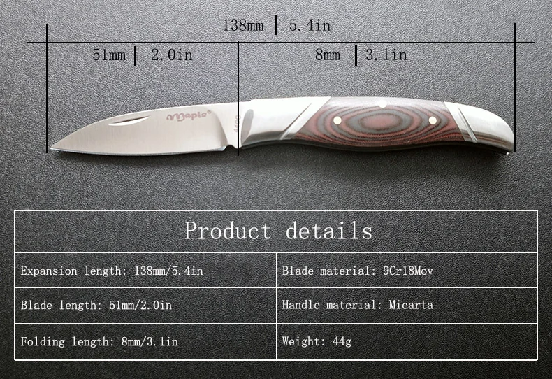 Высокая твердость 9Cr18 сталь micarta ручка охотничий нож тактические ножи Открытый портативный складной карманный