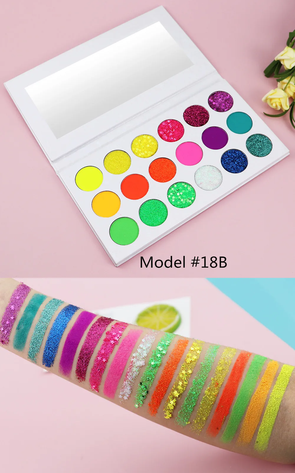 
Wholesale 18 Color High Pigment Eyeshadow Palette Cosmetics Private Label Matte Glitter Makeup Costom Eye Shadow 
