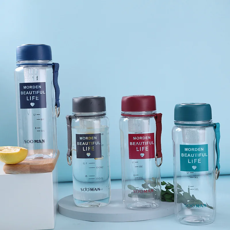 eco friendly Portable clear Water Bottle Bpa free Fruit Infusion Water Bottles for Travel