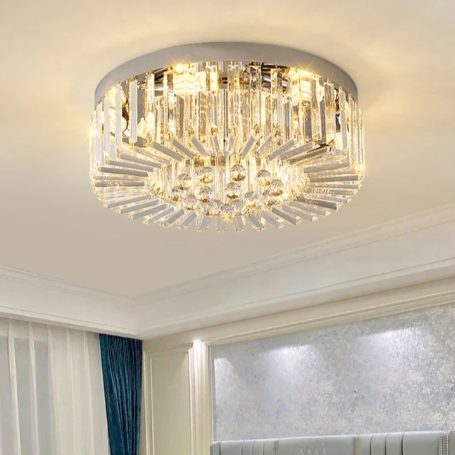 Classic round bedroom crystal ceiling light gorgeous living room dining room LED crystal ceiling lamps Light luxury high quality