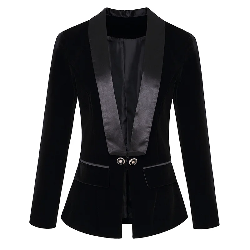 Customized clothing women shawl collar jacket coat ladies satin blazer