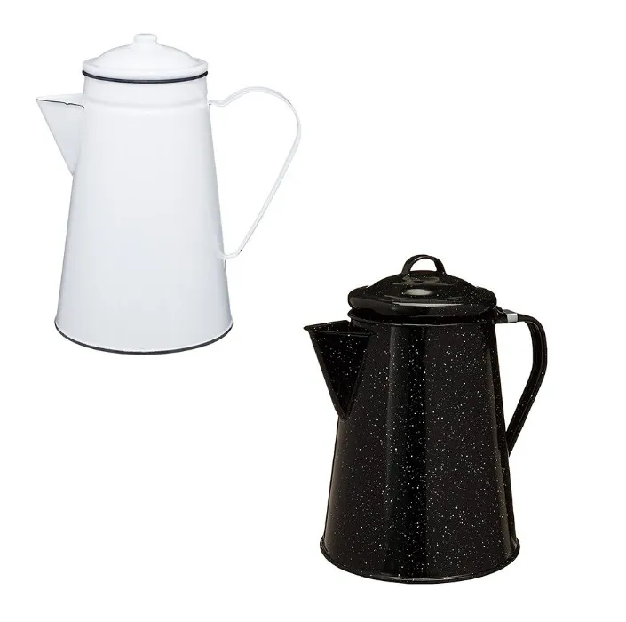 Кофейник Percolator | Эмалированная посуда для пивоварения кофе над плиткой и огнем-Кемпинг кабина RV кухня охота