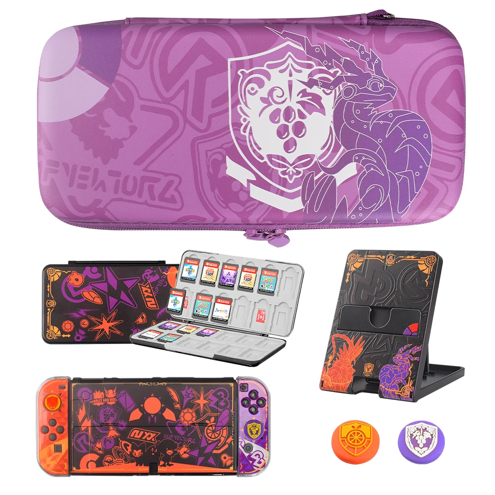 New  Poke man Scarlet & Violet Game Accessories For Nintendo Switch Oled Carrying Case Playstand Game Case