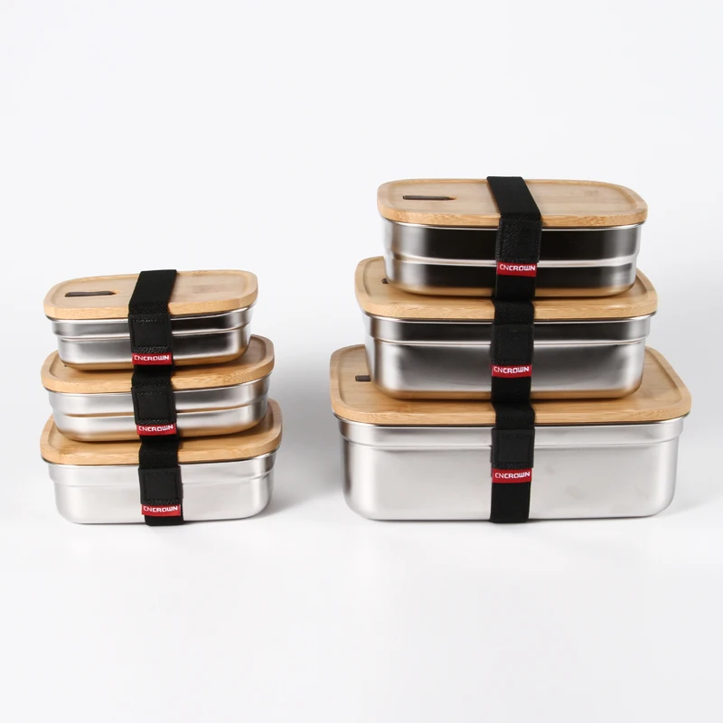 Factory Direct Sale bamboo Container Storage Tiffin  Wholesale Stainless steel bento Lunch Box set audlts