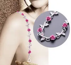New High Quality Delicate Silver Plated Metallic Sexy Rose Rhinestone Bra Straps For Women / Lingerie Accessories