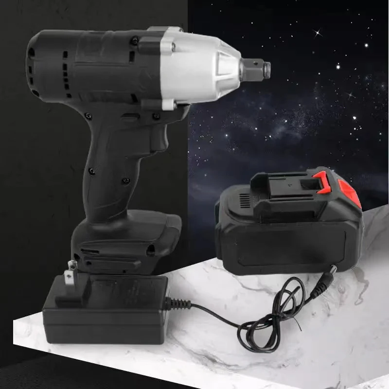 Electric Impact Wrench Rechargeable Battery Powered Torque Wrench Cordless Power Impact in Car Repair