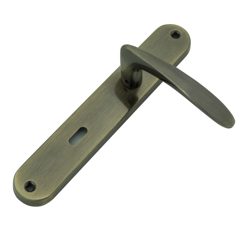 Antique Brass lever door handle on plate,Factory direct price hardware handles,European style panel lock