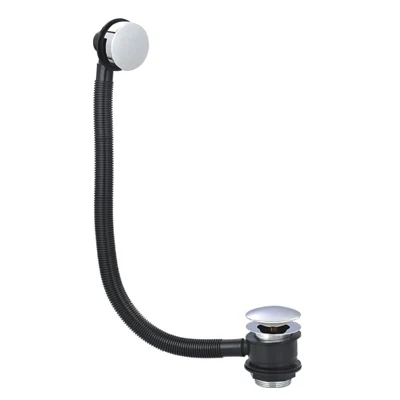 Brushed White Chrome Finished Universal Bathtub Waste drainer and Overflow Strainer and Push Pull Stopper