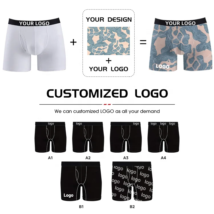 Top Quality Custom Logo On The Waistband Big Pouch Show Masculine Charm Material Men Boxer Briefs Men Underwear