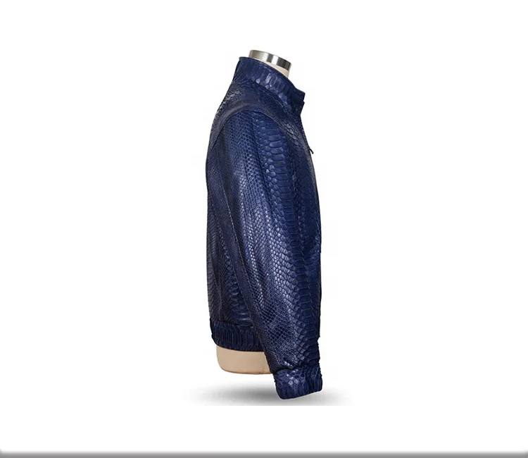 Luxury real exotic custom genuine python skin mens leather bomber jacket