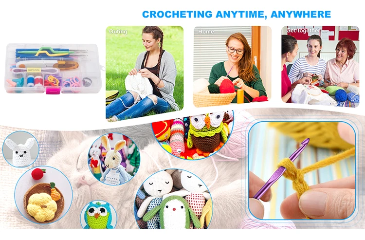 2022 Factory crochet hook set needle through handle crochet hook set knitting needles Crochet Needles