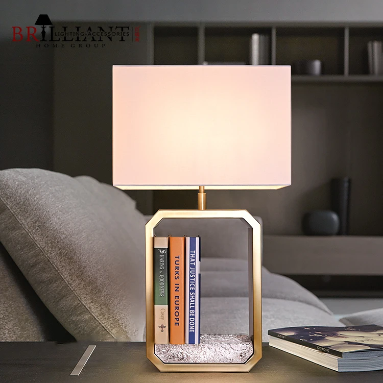 Modern Creative Design Home Decor Fabric Lampshade Bedside Lamp Rectangular Bookstand Table Lamp